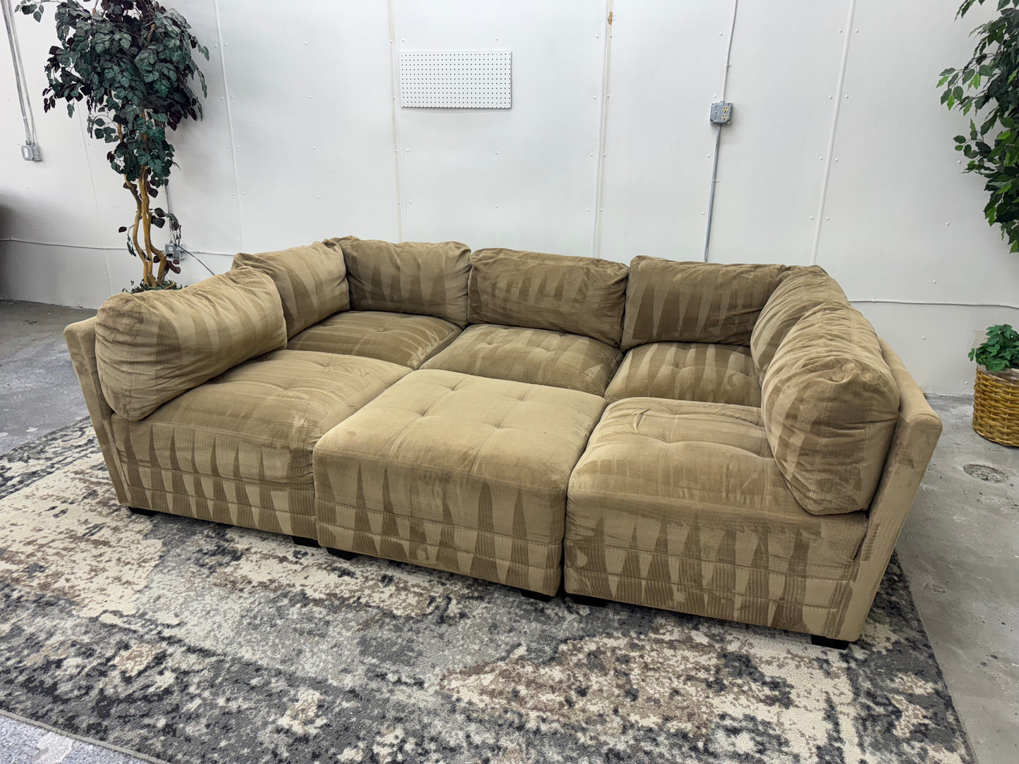 Tan Modular 7 Piece Boho Sectional Sofa