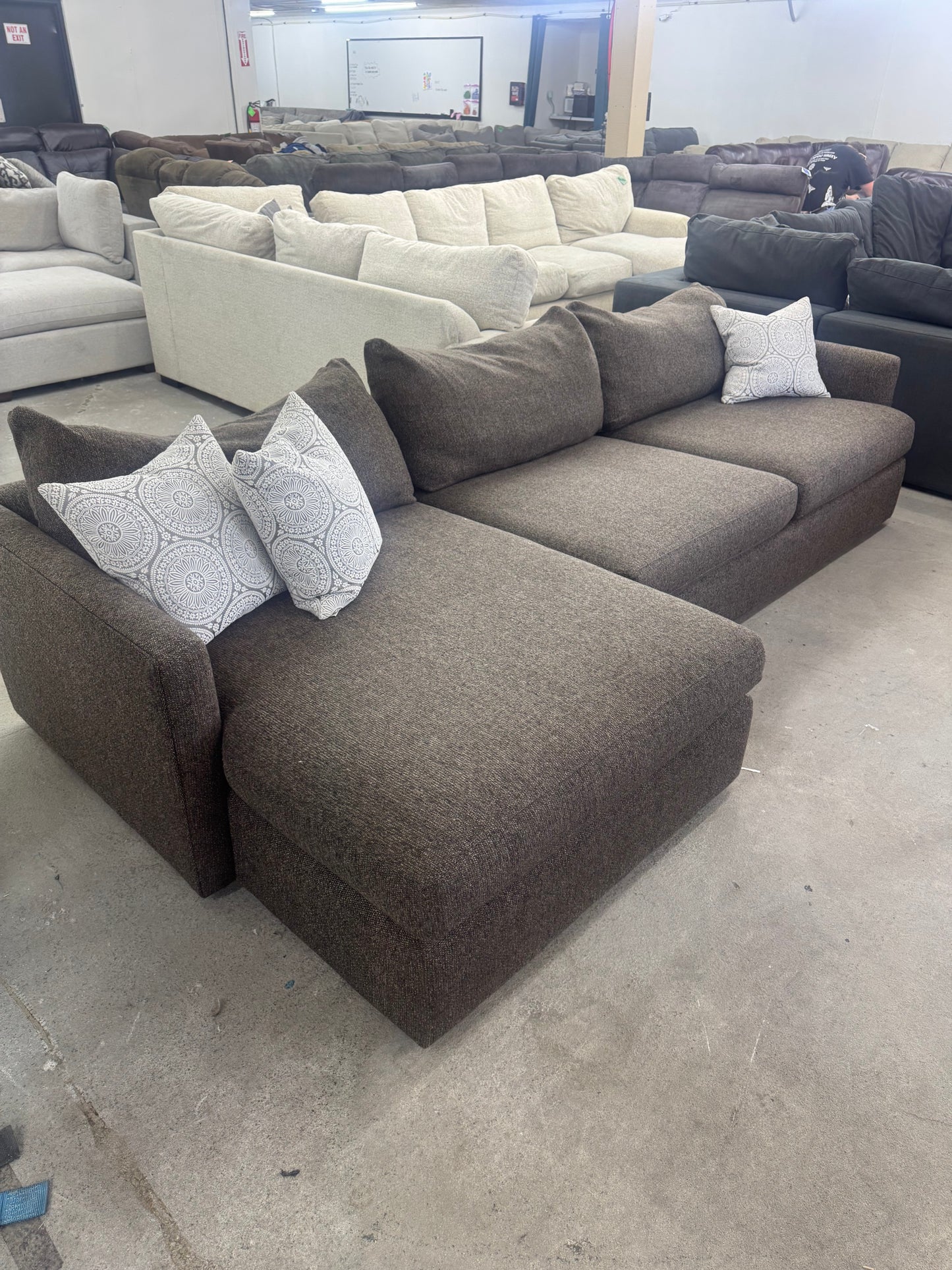 Crate & Barrel Brown L Shape Sectional Couch with Chaise