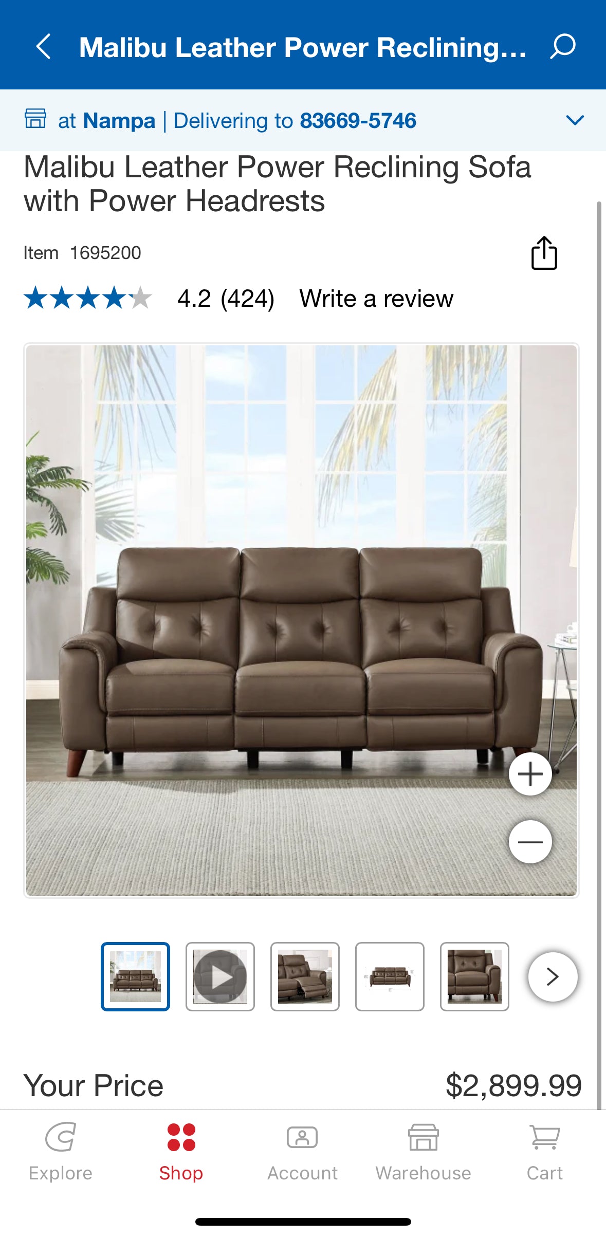 Beige Malibu Leather Power Reclining Sofa with Power Headrests