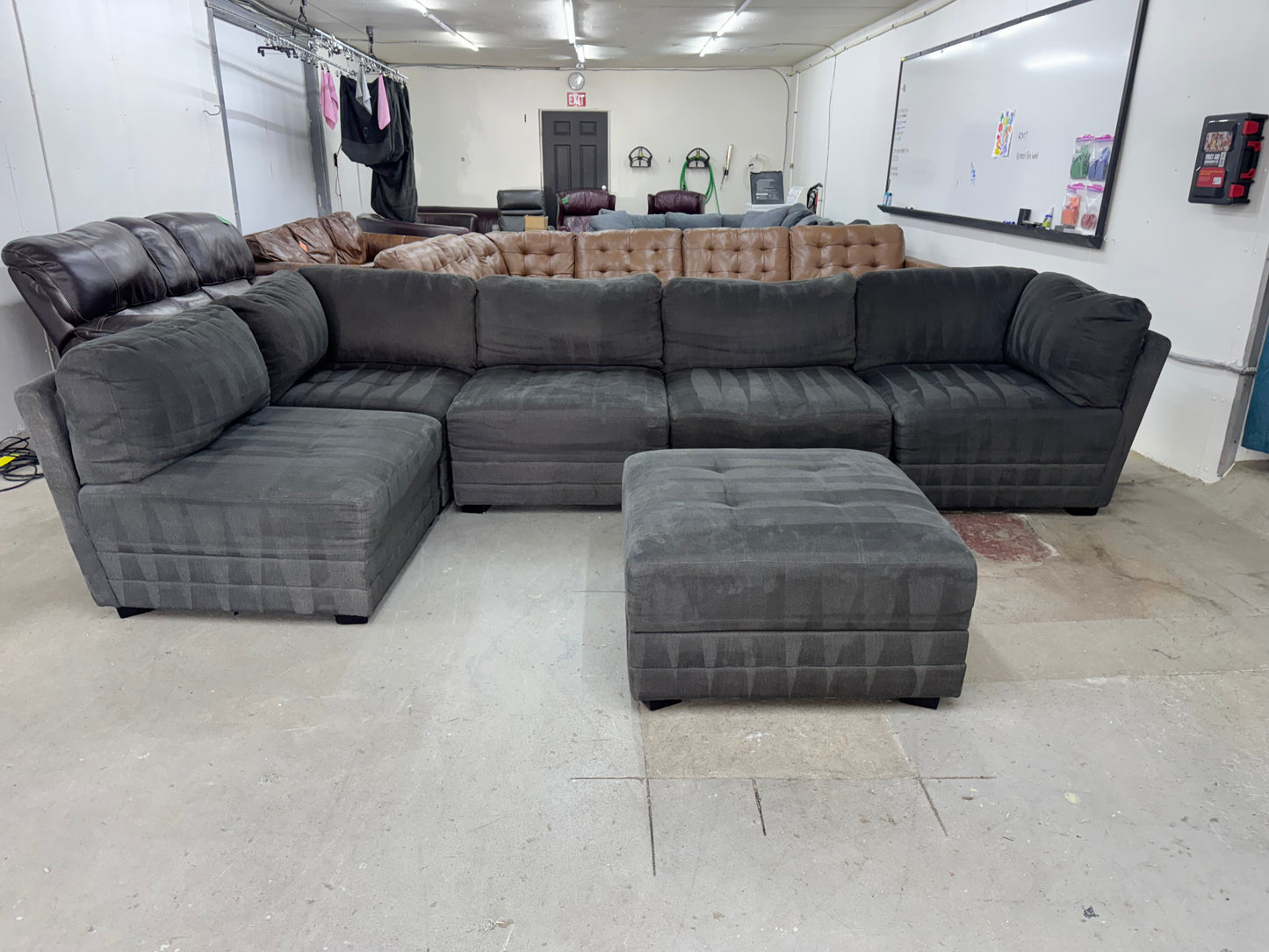 Gray Modular 6-Piece Sectional Couch with Storage Ottoman – Same Day Delivery Available!