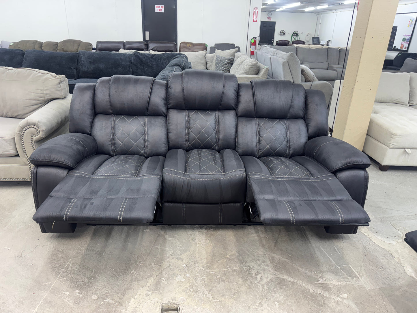 Black Microsuede Reclining Sofa