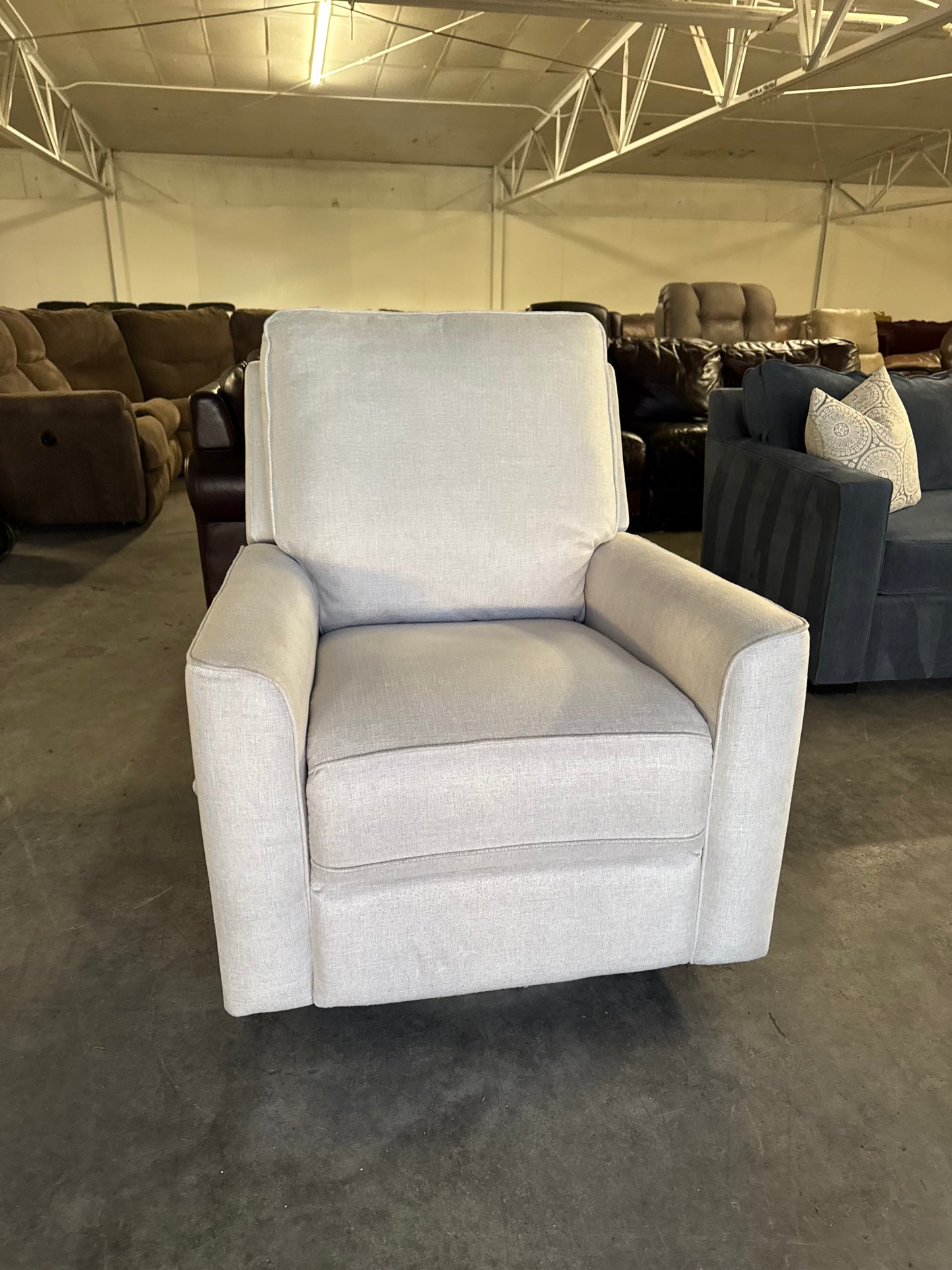 Cream Fabric Swivel Recliner
