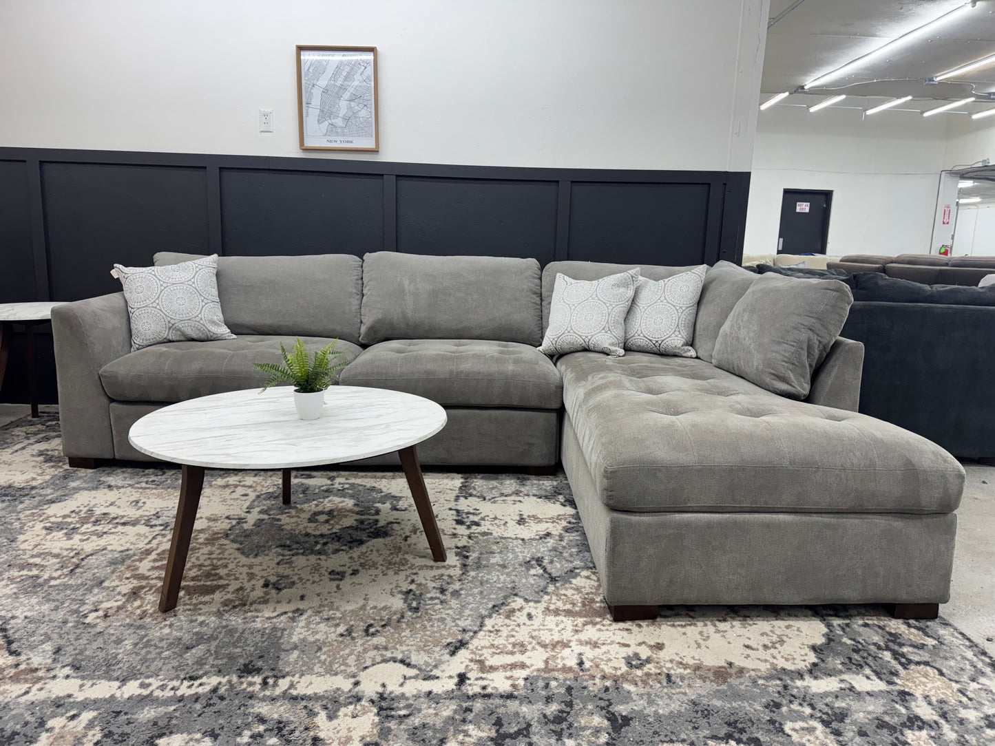 Gray L-Shaped Sectional with Two Electric Recliners
