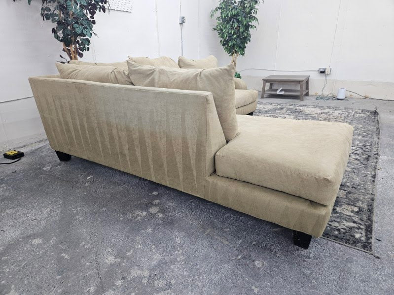 Beige / Tan L Shape Sectional Couch with Chaise