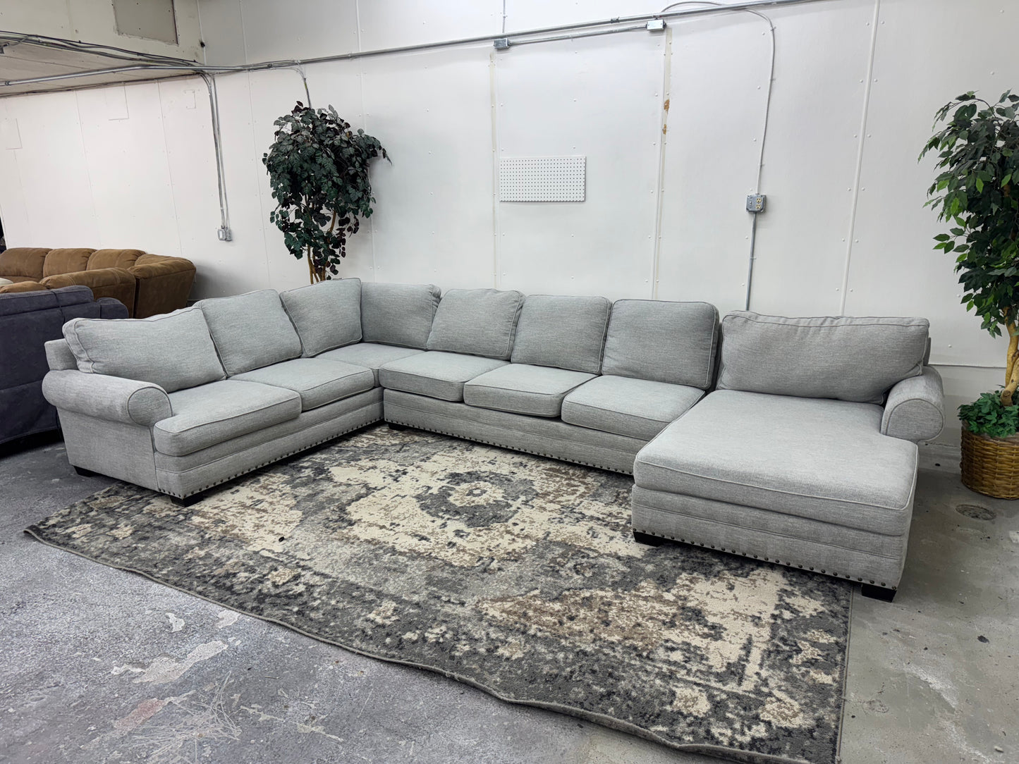 Light Gray U Shape Sectional Couch