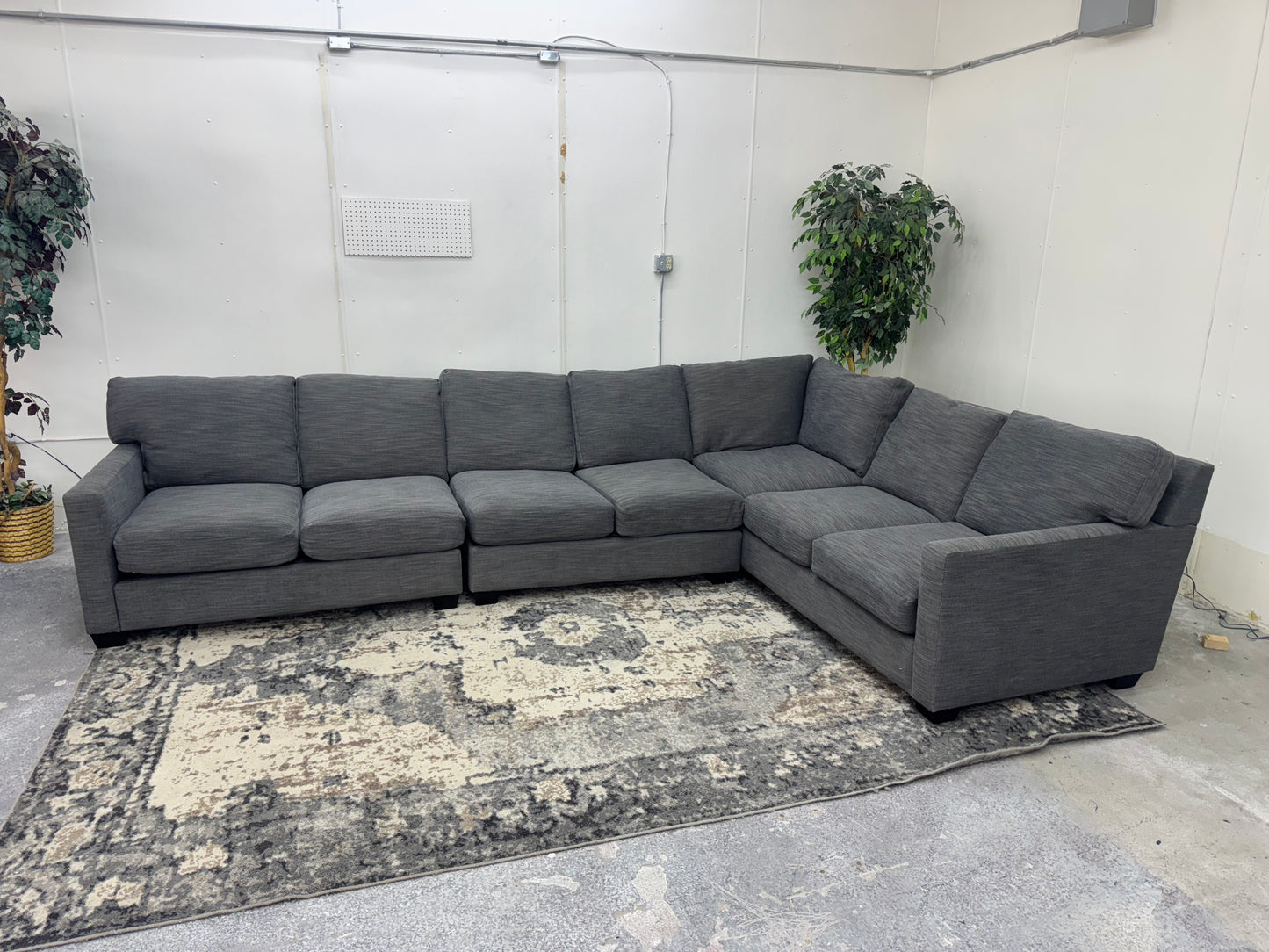 Huge Gray Mid Century Modern L Shape Sectional Couch