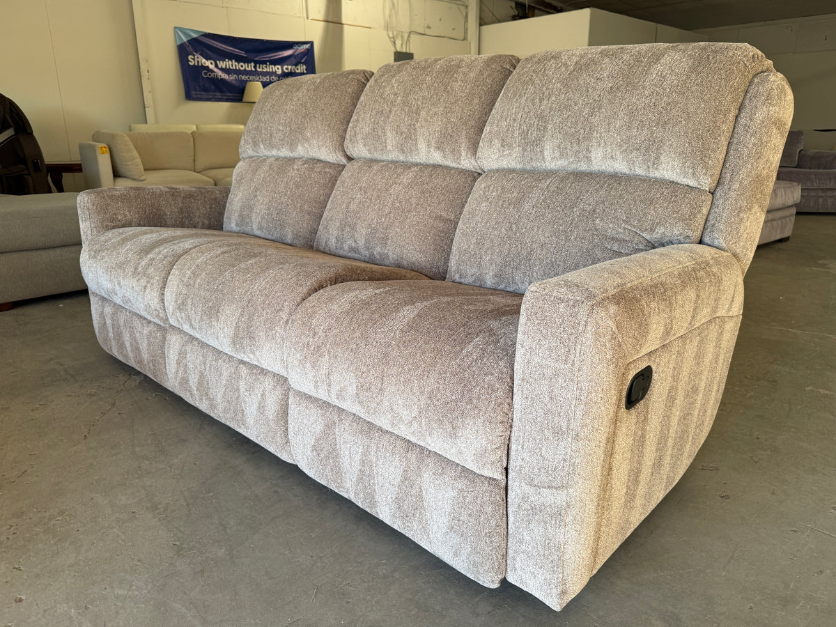 Plush Beige Reclining Sofa