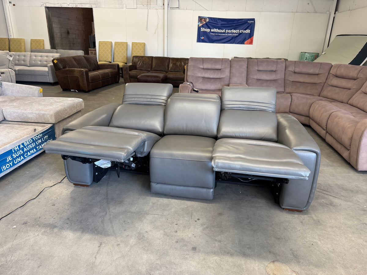 Aiden & Ivy Leather Power Reclining Sofa w/ Power Headrests