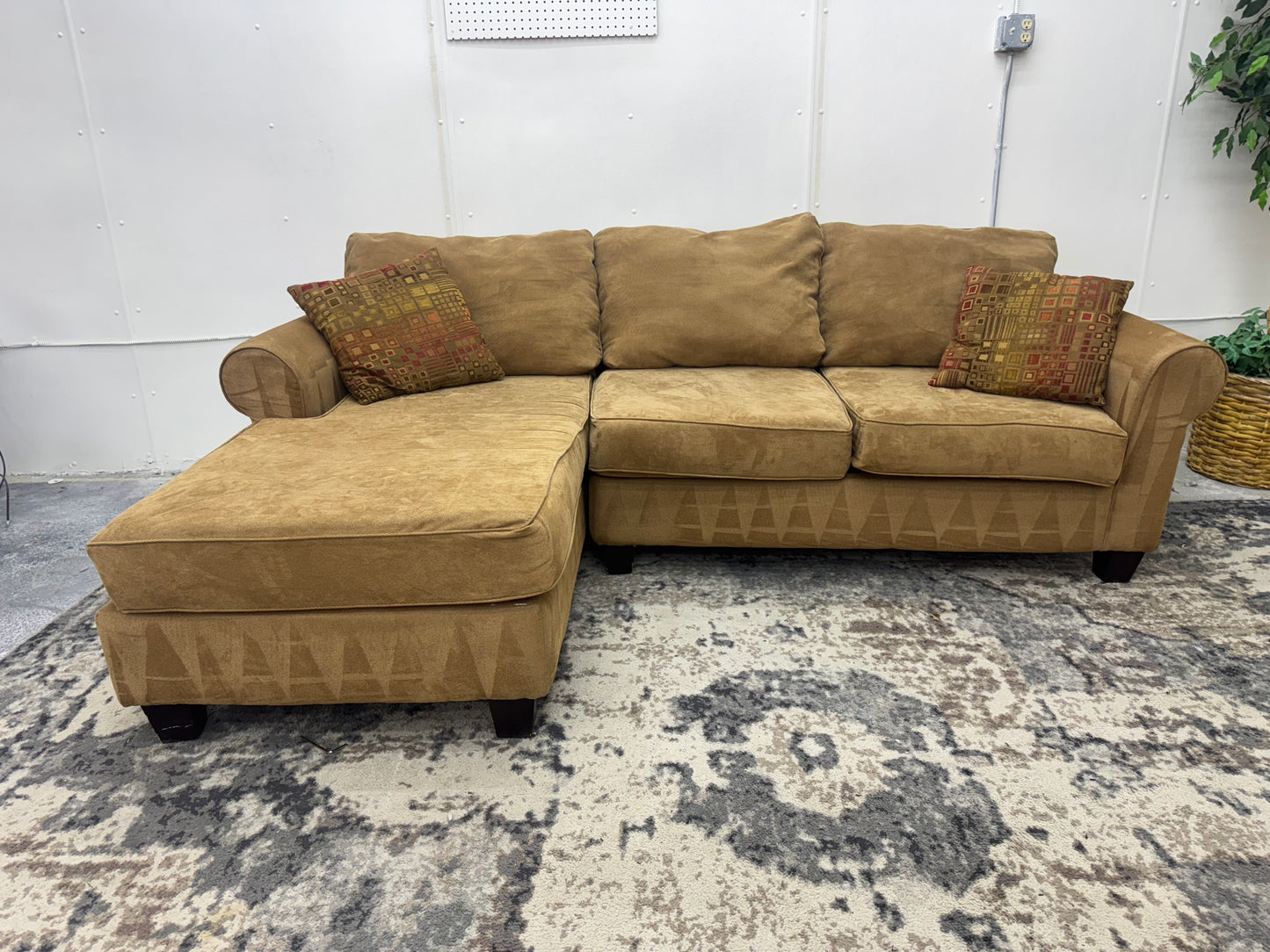 Tan Sectional Couch with Chaise