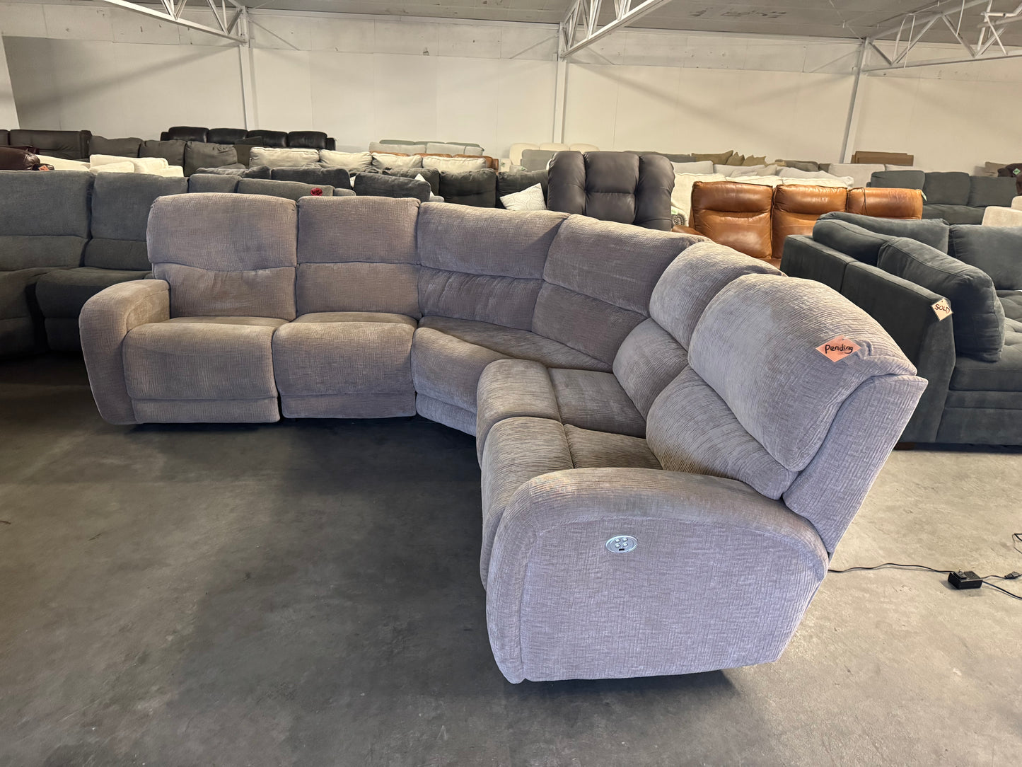 Beige Fabric Modular Sectional with Dual Power Recliners