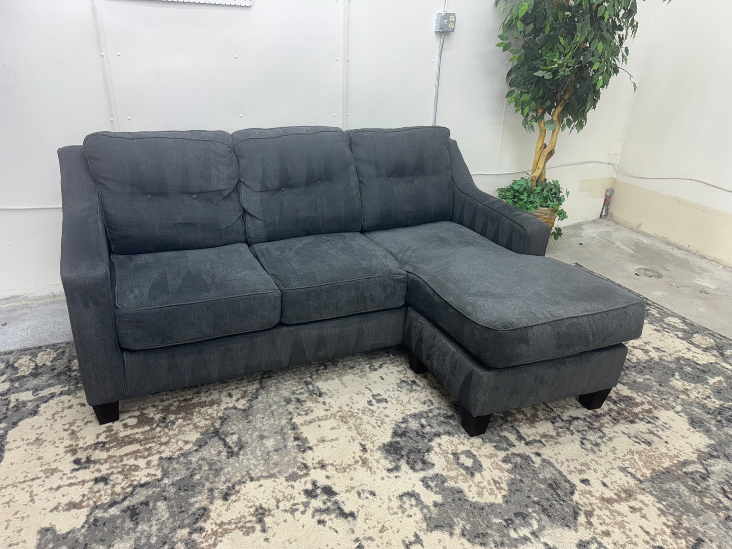 Charcoal Gray Apartment Sectional Couch with Reversible Chaise