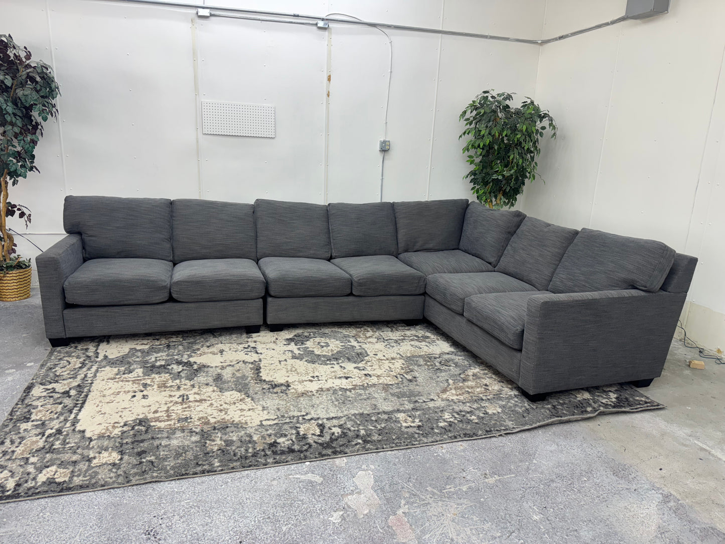 Huge Gray Mid Century Modern L Shape Sectional Couch