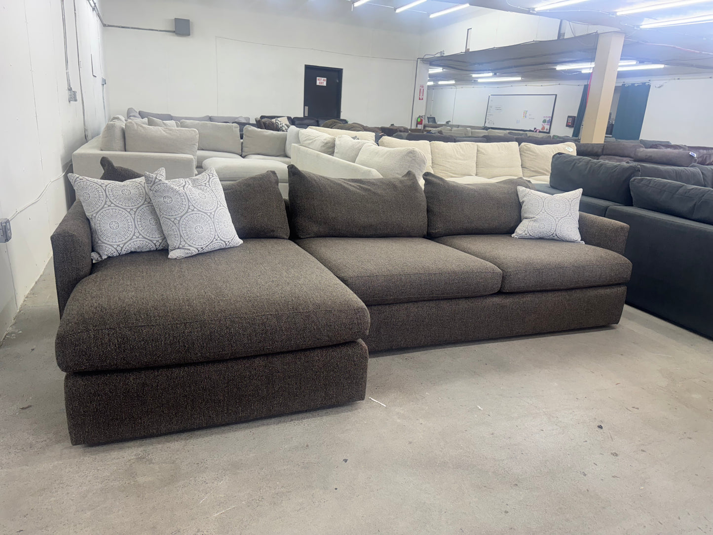 Crate & Barrel Brown L Shape Sectional Couch with Chaise