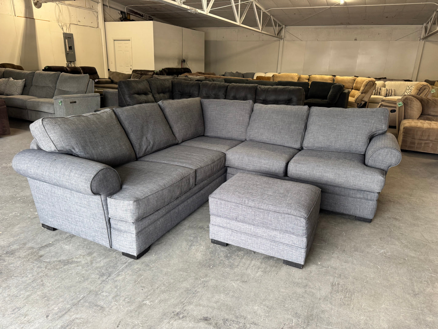 Gray L Shape Sectional and Ottoman