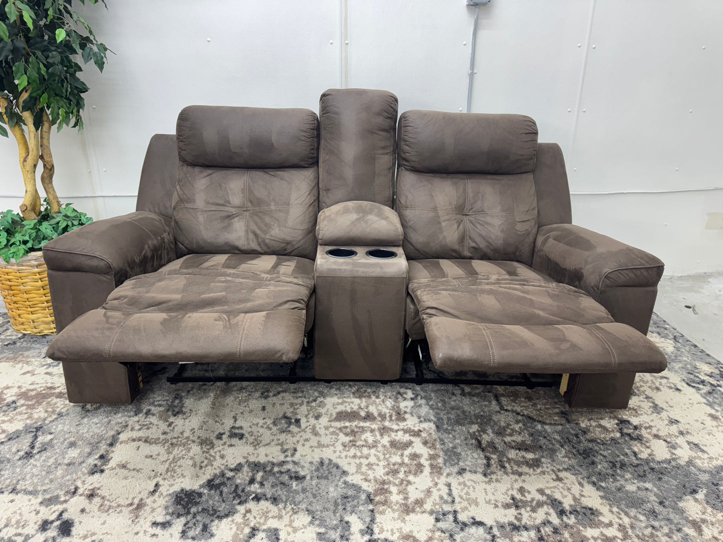 Brown Microfiber Loveseat Recliner