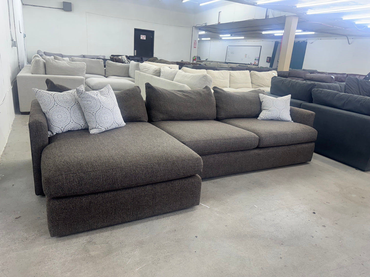 Crate & Barrel Brown L Shape Sectional Couch with Chaise