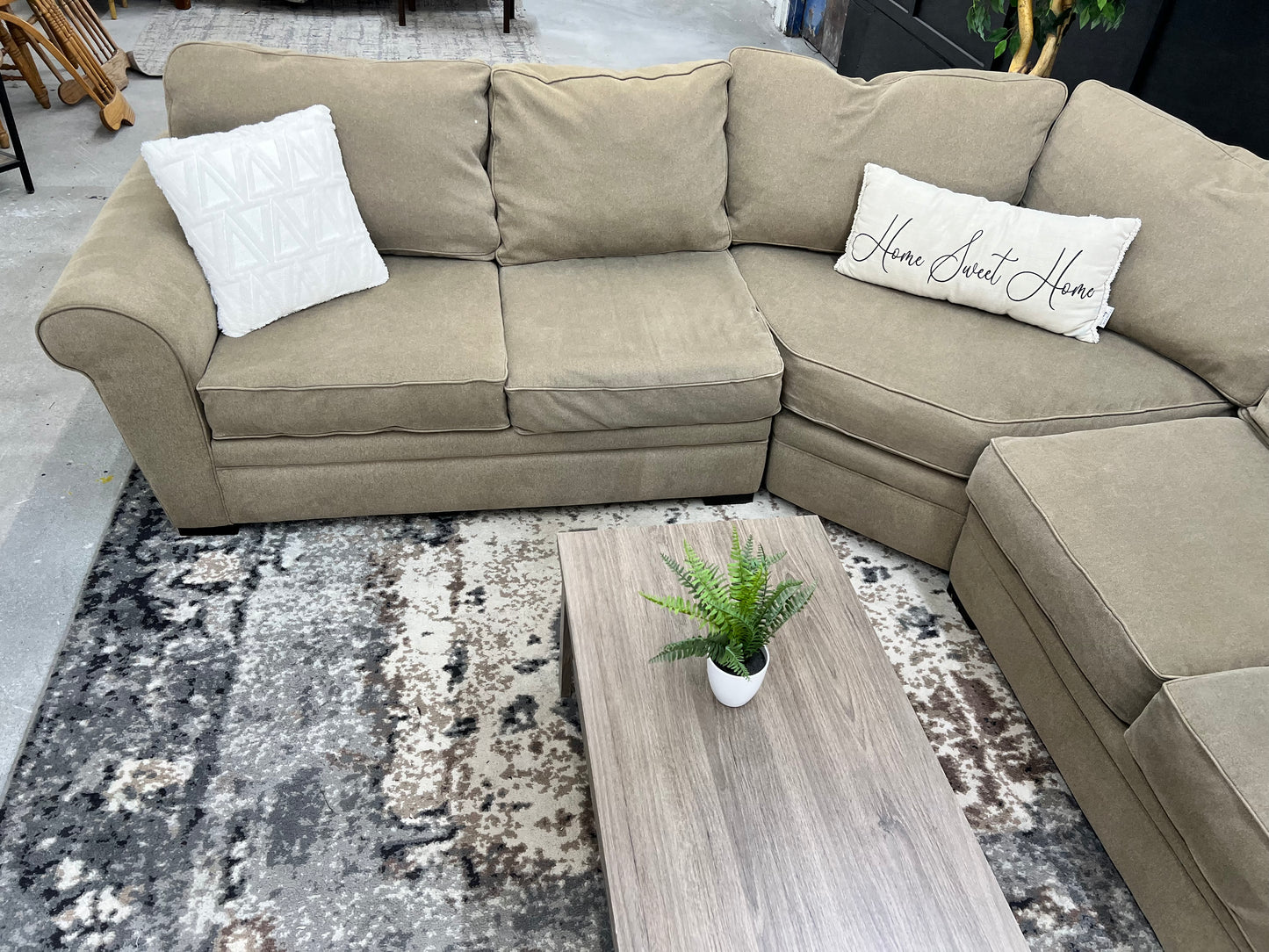 Large Gray / Brown Corner Sectional Couch