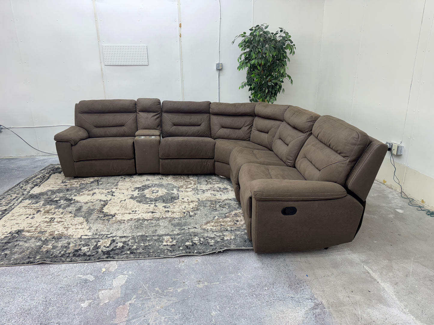Brown 6 Piece Modular Sectional Couch with 3 Recliners