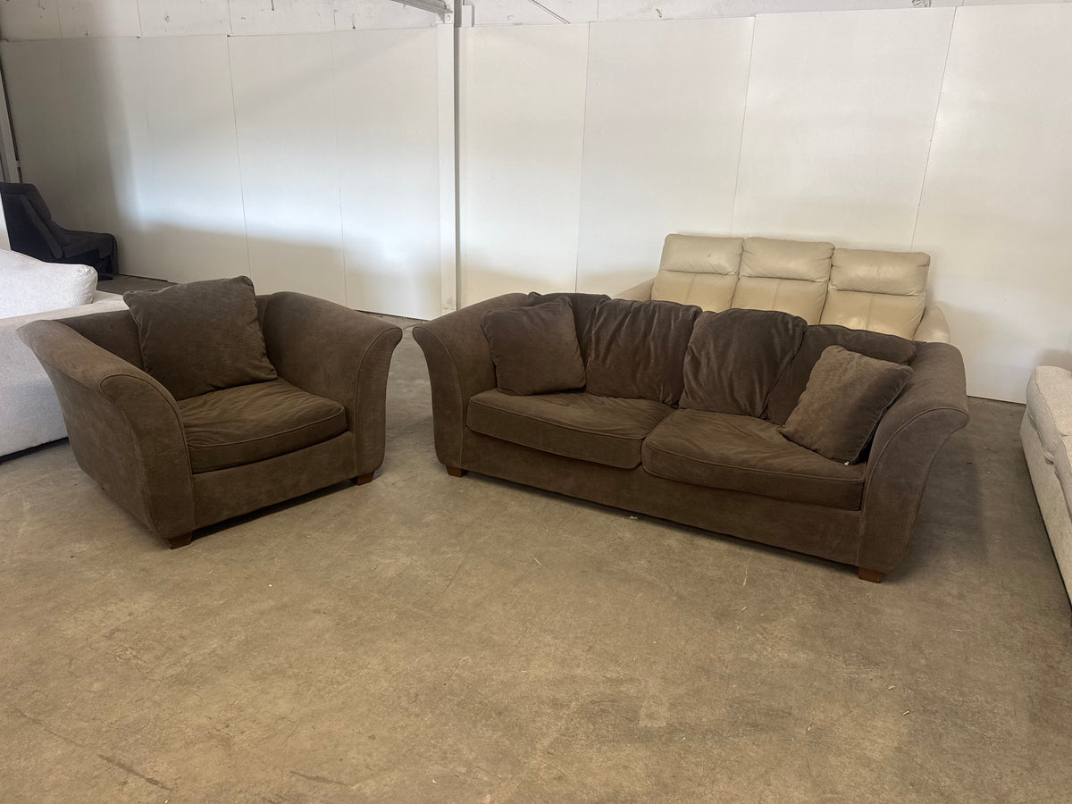 Charcoal Gray Couch & Oversized Armchair Set
