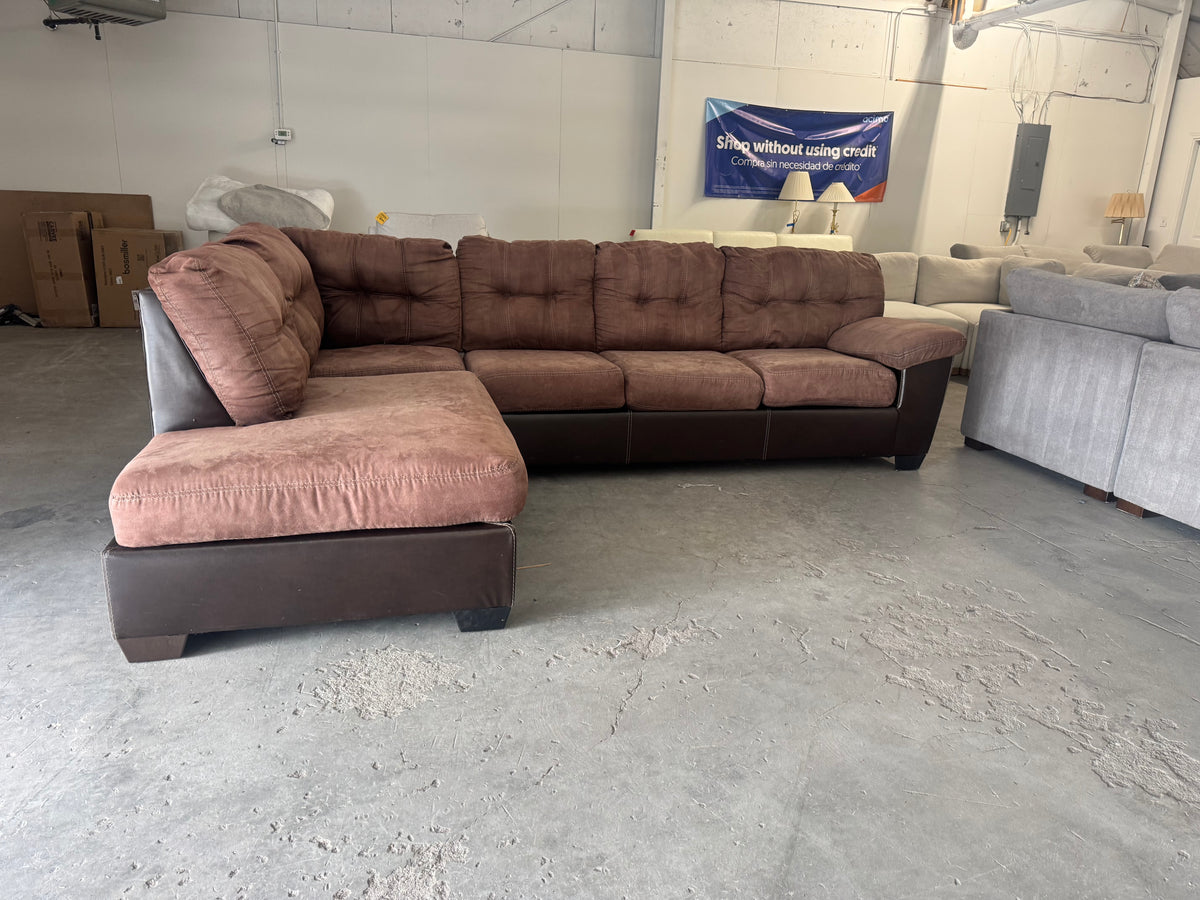 Brown Microfiber L-Shaped with Chaise