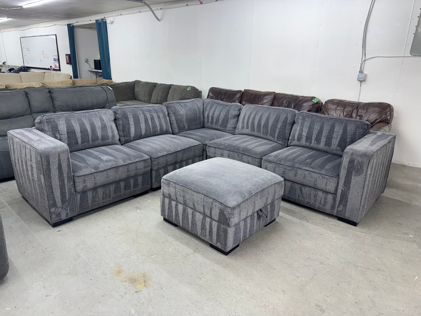 Dark Gray 6 Piece Modular Sofa with Storage Ottoman