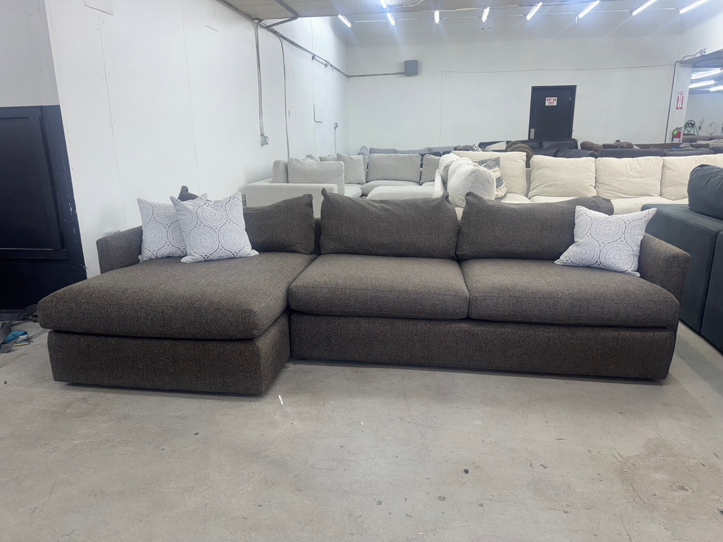 Crate & Barrel Brown L Shape Sectional Couch with Chaise
