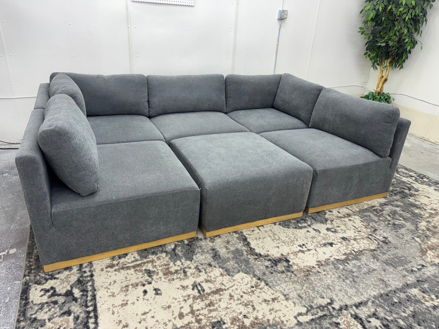 Gorgeous Gray 6-Piece Modular Mid Century Modern Sectional Couch
