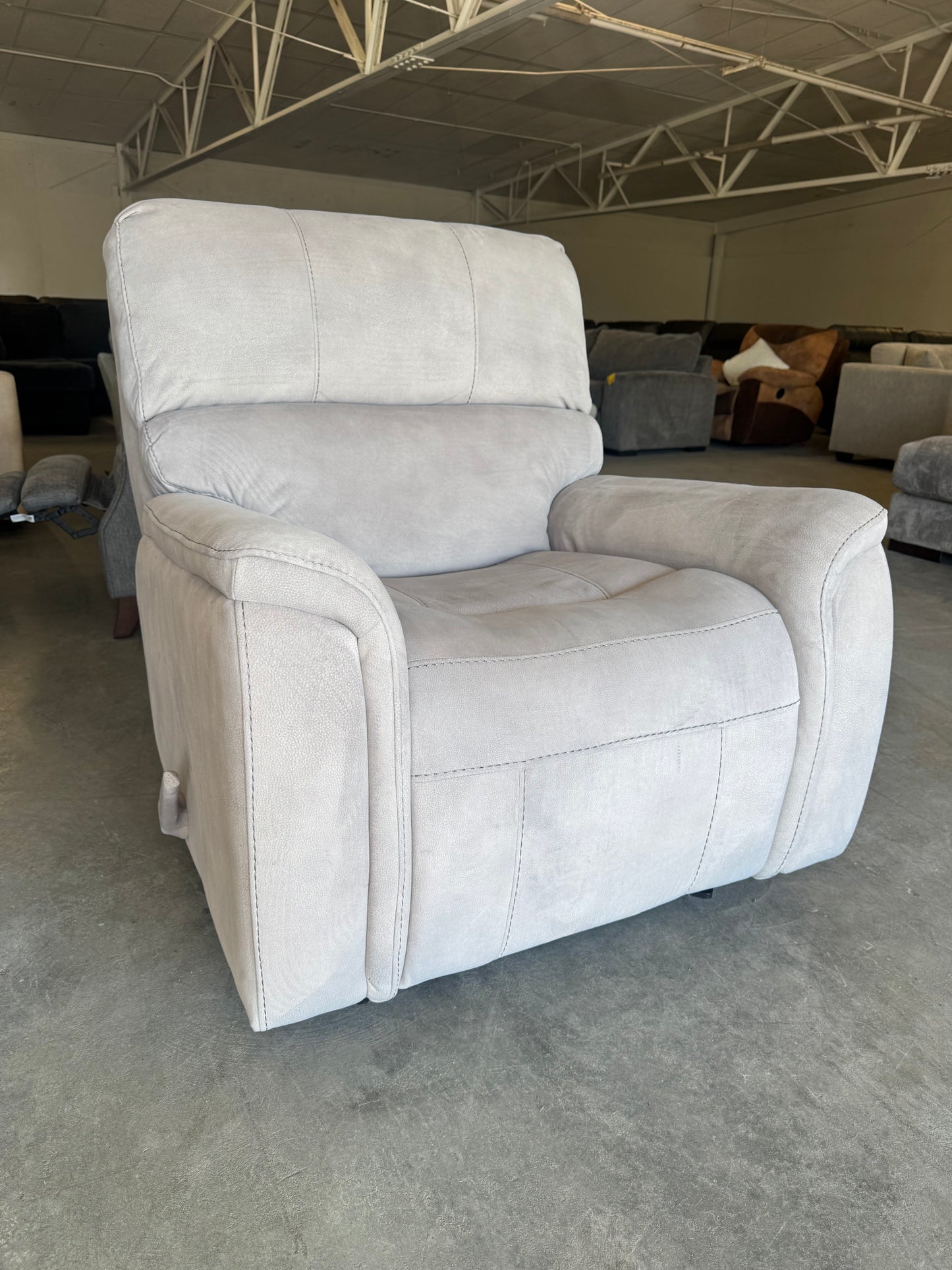 Beige Microfiber Rocking Recliner