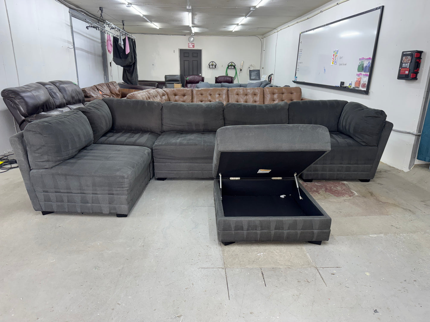 Gray Modular 6-Piece Sectional Couch with Storage Ottoman – Same Day Delivery Available!