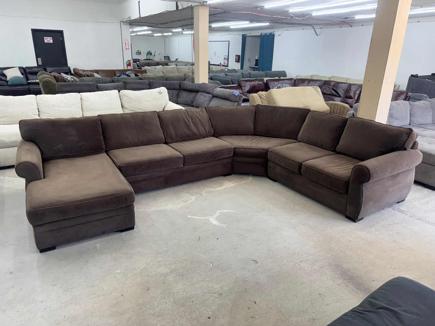 Huge Brown U Shape Sectional Couch with Chaise