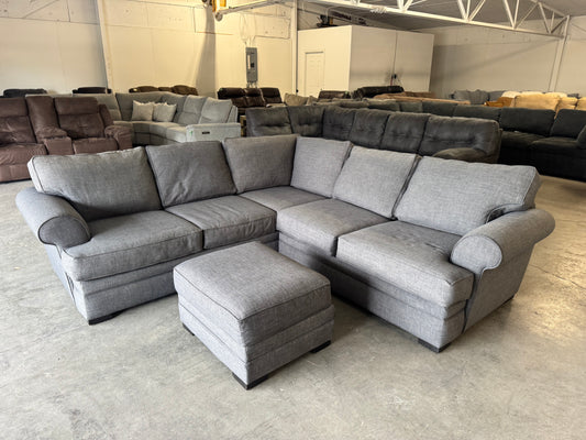 Gray L Shape Sectional and Ottoman
