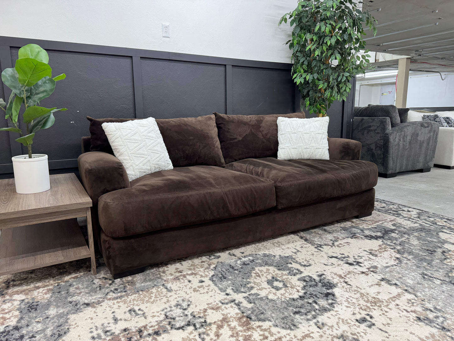 Gorgeous Down-filled Brown Deep Seated Couch