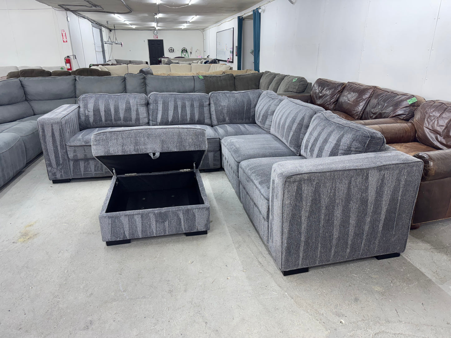 Dark Gray 6 Piece Modular Sofa with Storage Ottoman