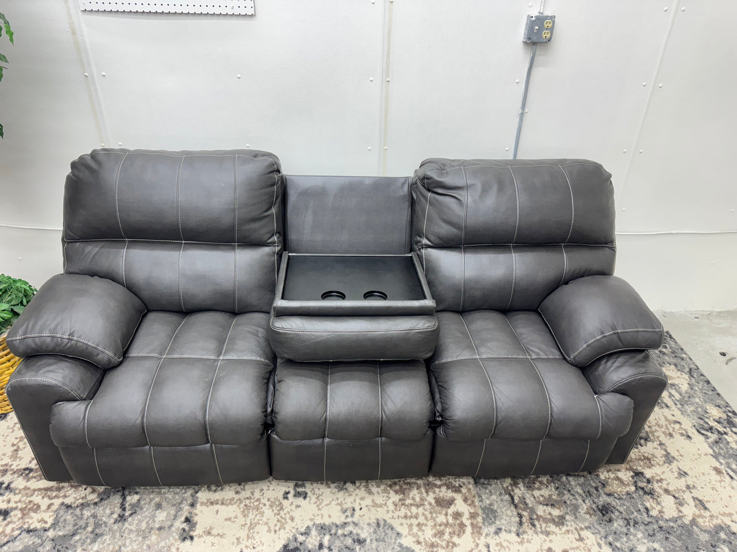 Charcoal Gray / Black Couch with Cupholders