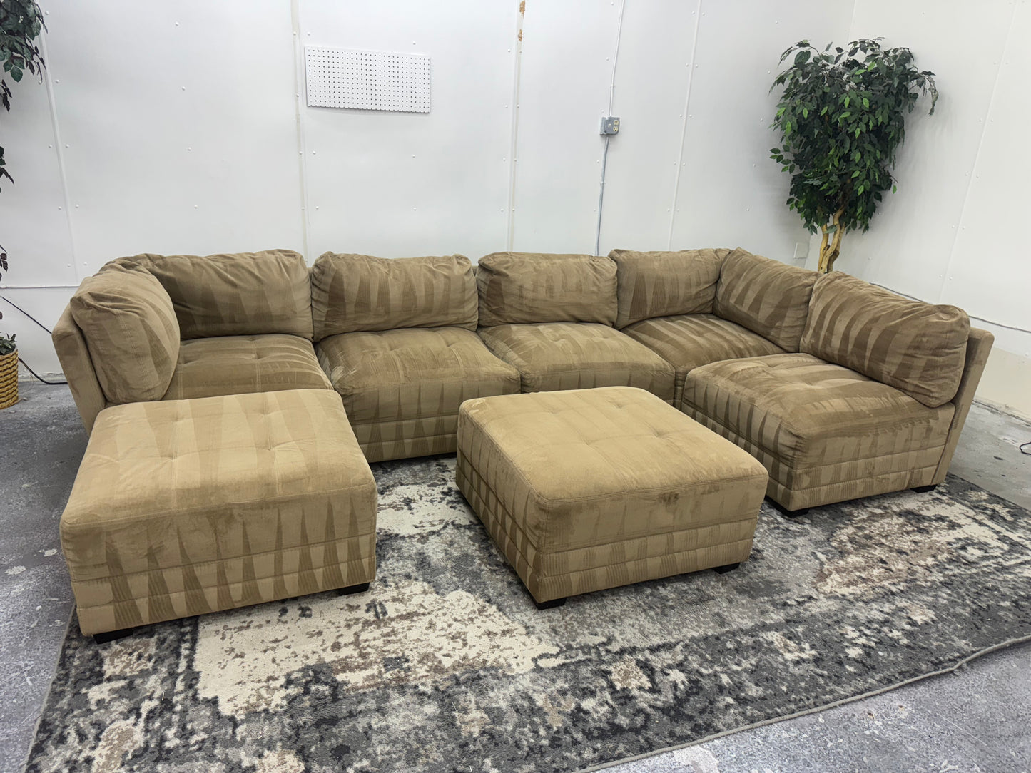 Tan Modular 7 Piece Boho Sectional Sofa