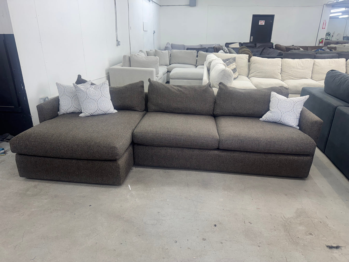 Crate & Barrel Brown L Shape Sectional Couch with Chaise