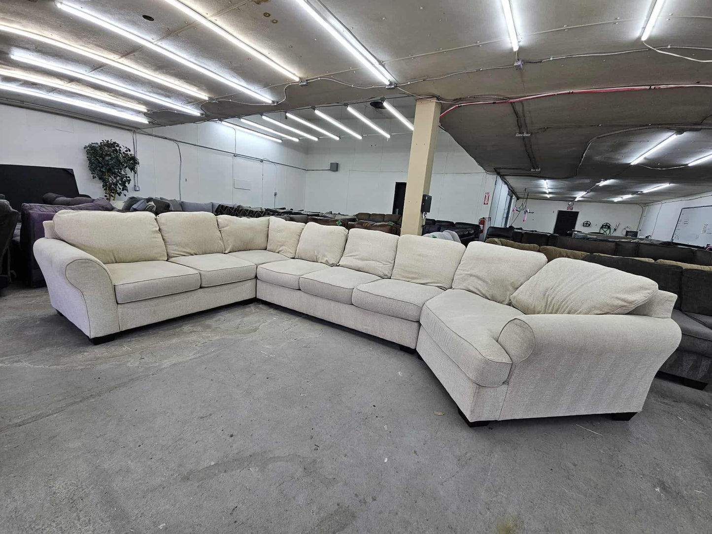 Gigantic Beige U Shape Sectional Sofa with Cuddler