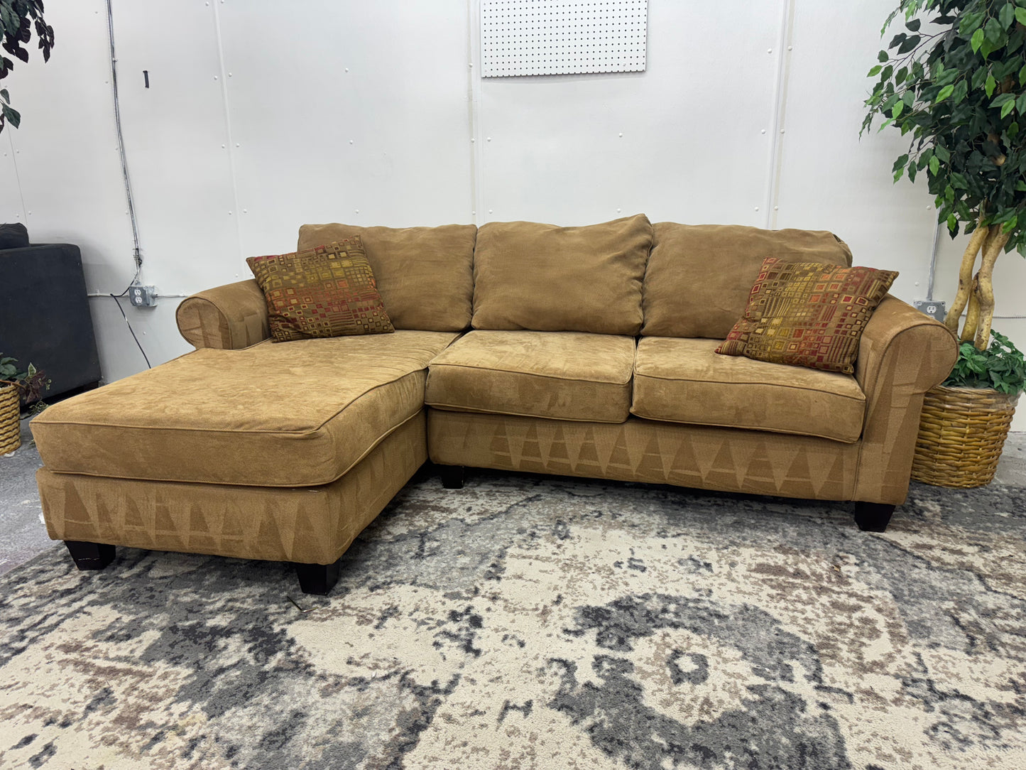 Tan Sectional Couch with Chaise