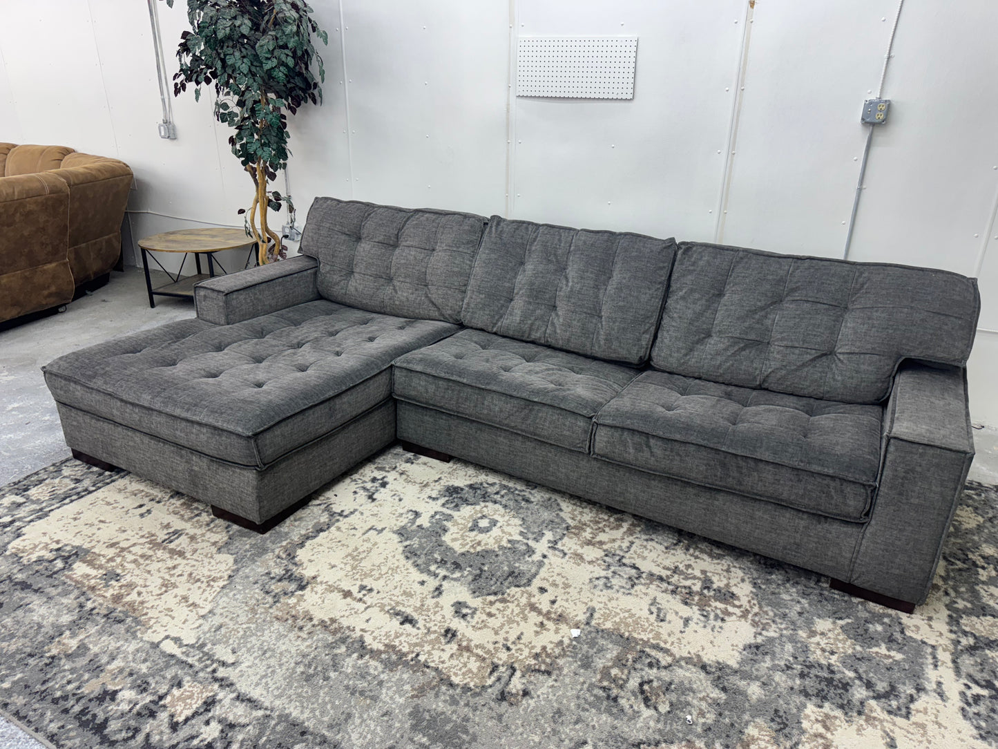 Sage Gray Microfiber L-Shape Sectional Couch