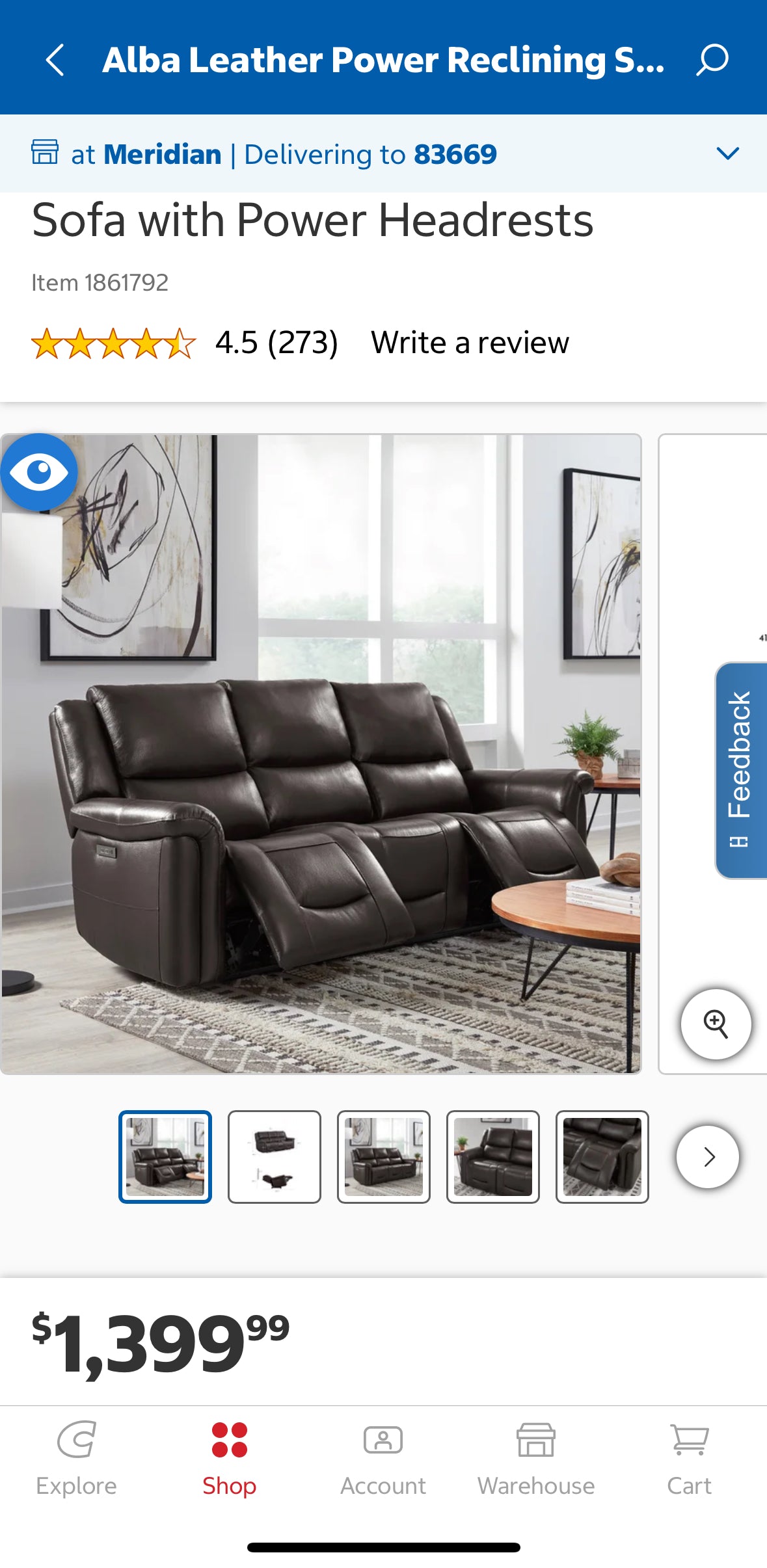 Alba Leather Power Reclining Sofa with Power Headrests