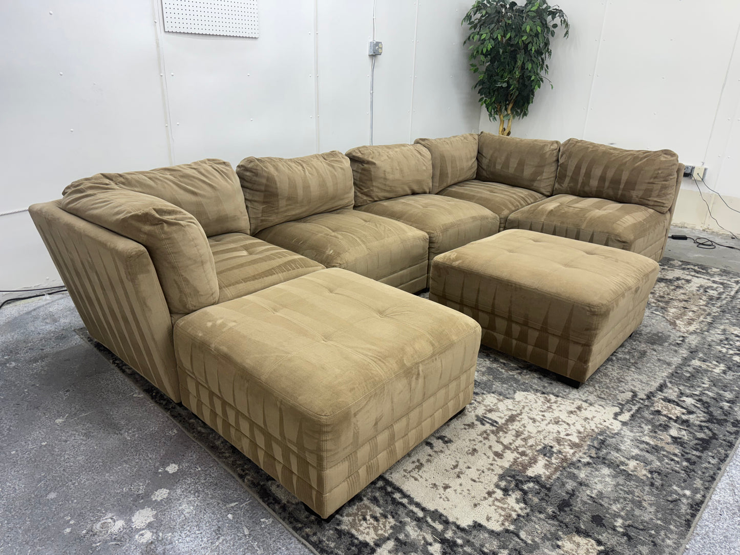 Tan Modular 7 Piece Boho Sectional Sofa