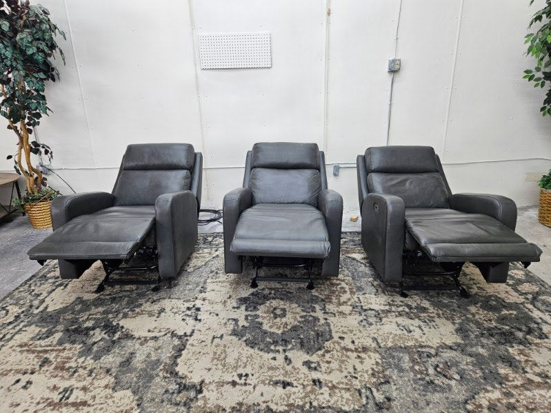 Stunning Gray Leather Recliner Chair (Price is each - many in stock!)