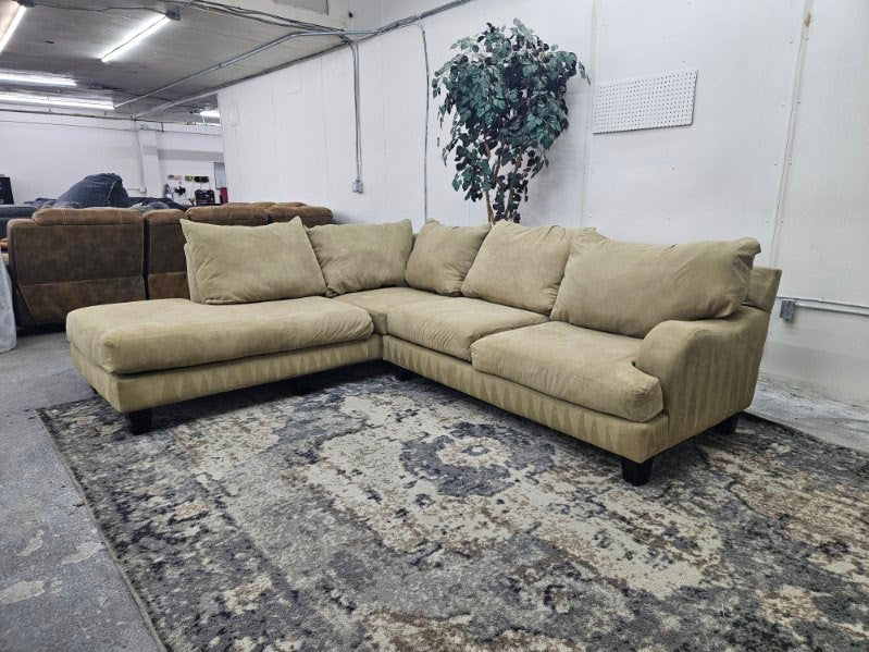 Beige / Tan L Shape Sectional Couch with Chaise