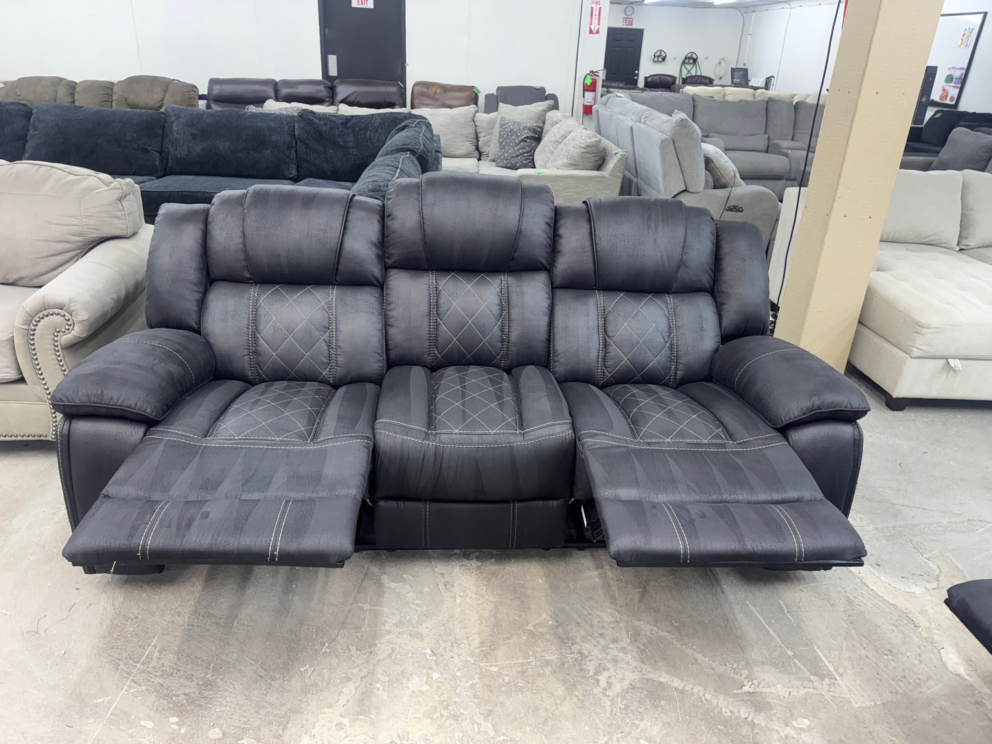 Black Microsuede Reclining Sofa