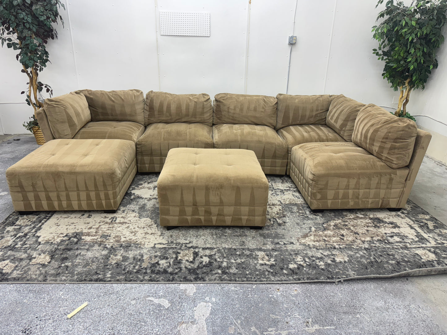 Tan Modular 7 Piece Boho Sectional Sofa