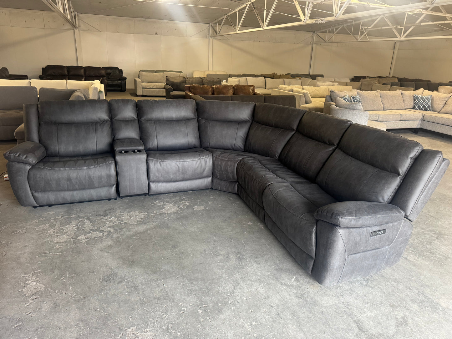 Gray Modular 6 Piece Sectional with Three Zero Gravity Recliners