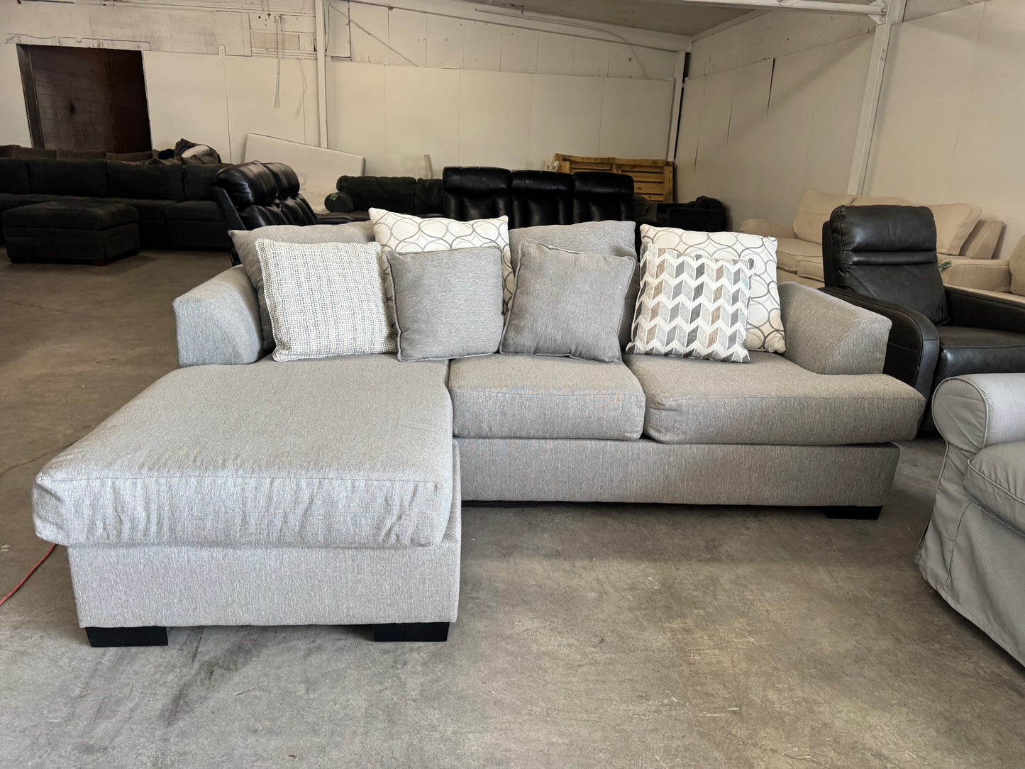 Gray Fabric Sectional with Reversible Chaise