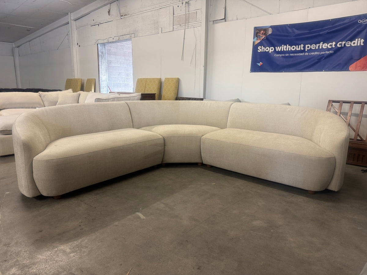 Beige Curved Modern Sectional Couch