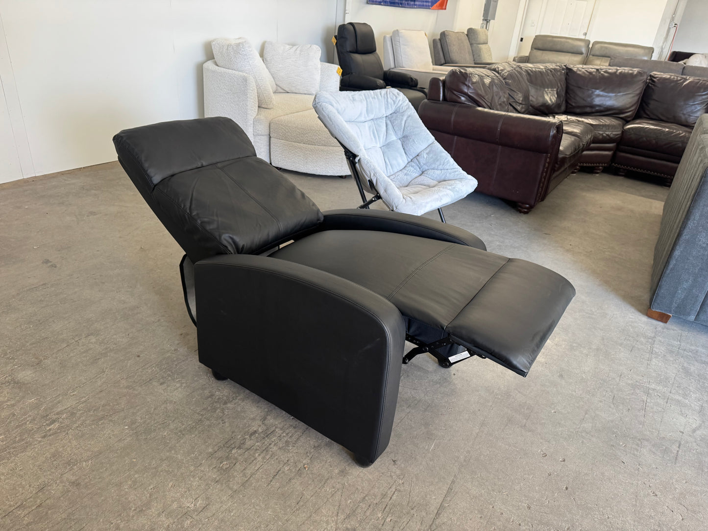 Brand New Black Vinyl Pushback Recliner