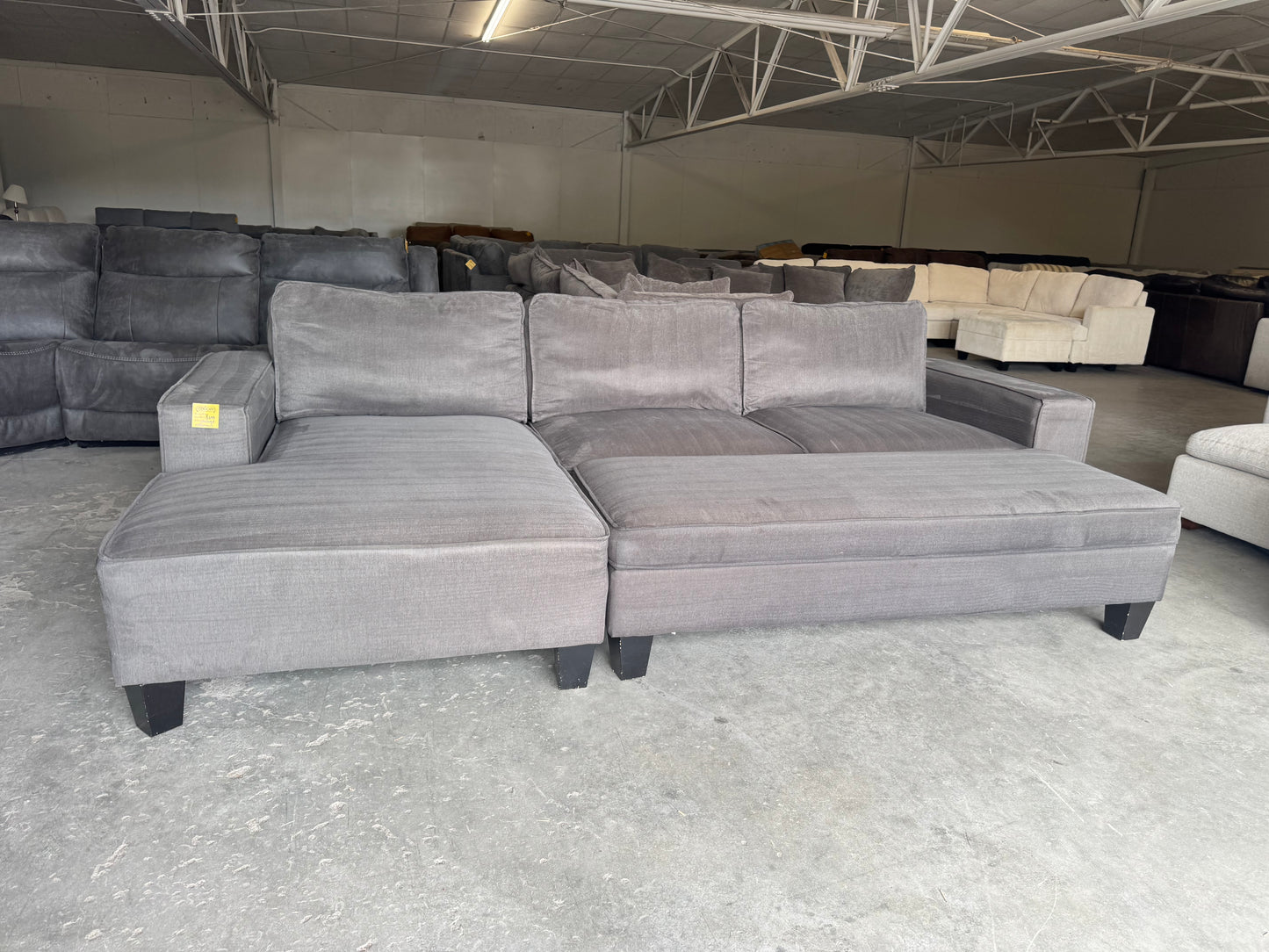 Charcoal Gray L-Shape Sectional with Chaise & Storage Ottoman